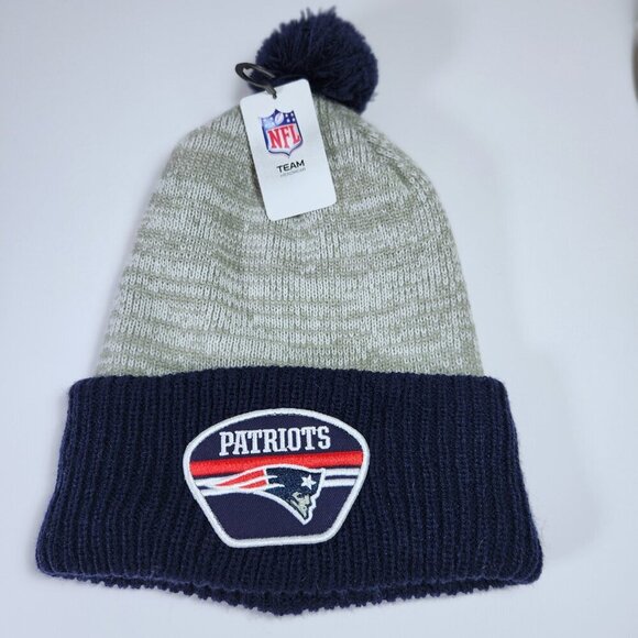 New England Patriots Knit Toque Pom Pom Beanie Hat Unisex Adult Fall Winter - Picture 5 of 7